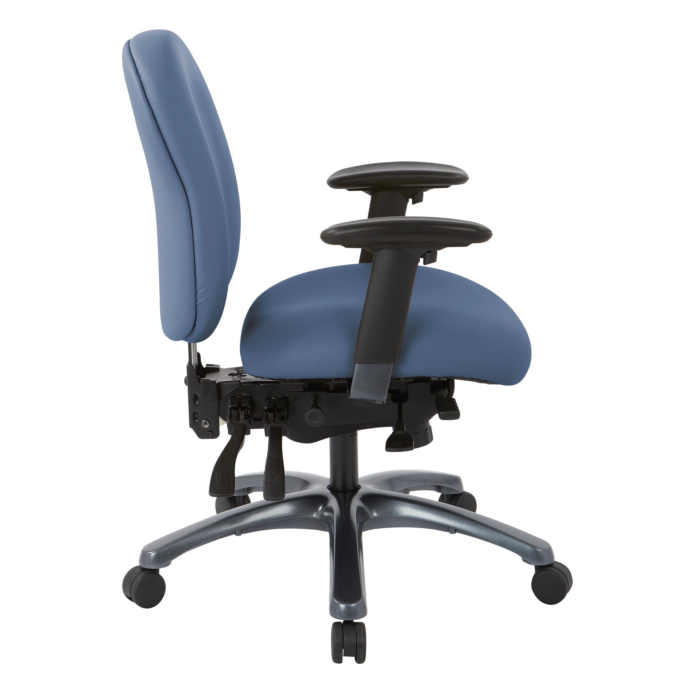 Multi-Function Mid Back Chair with Seat Slider and Titanium Finish Base